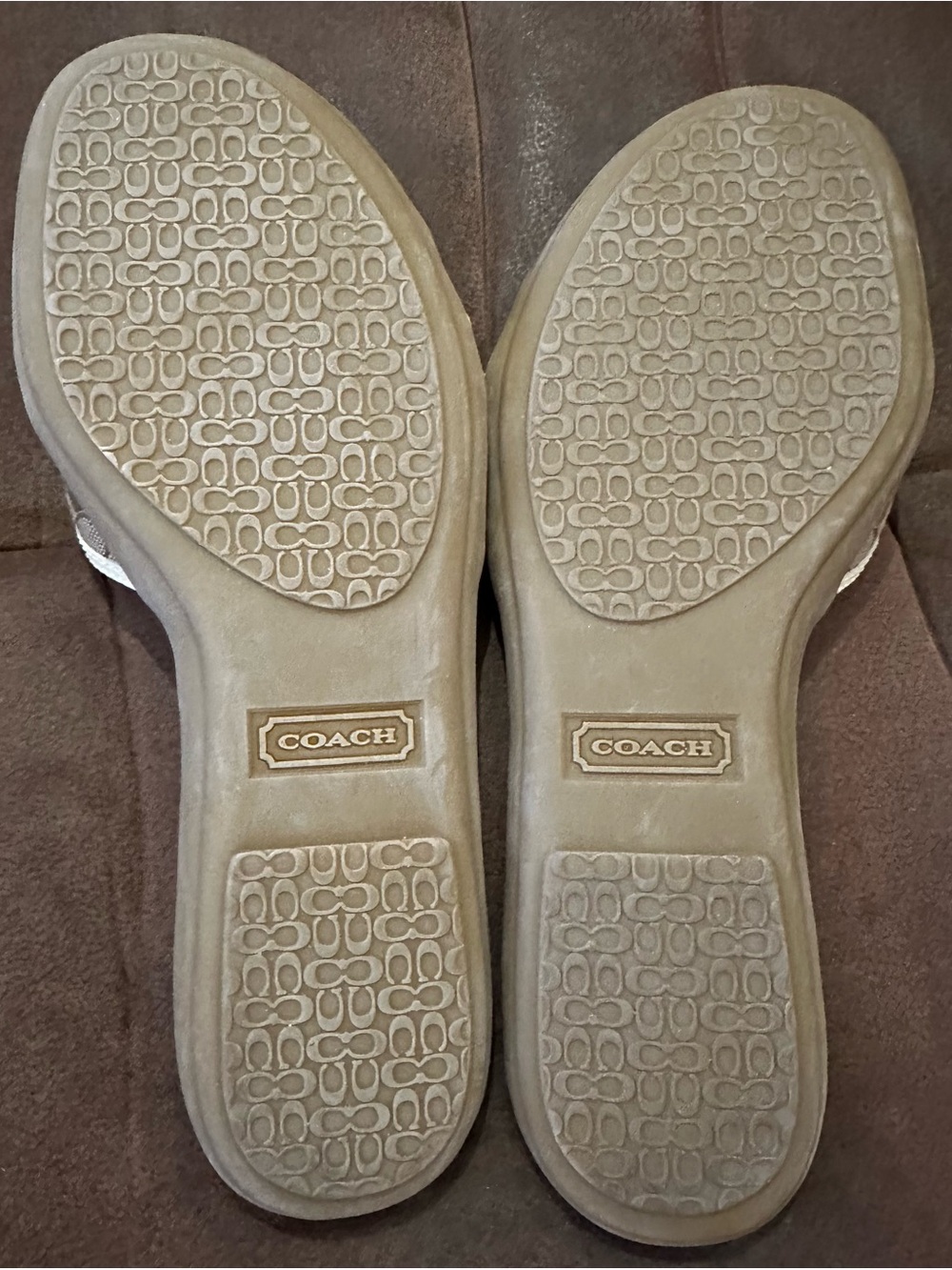 Vintage Coach Brown Signature Slide Mules with Cream Trim Mint Size 9.5 Y2K - Picture 5 of 5